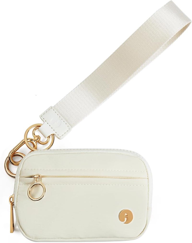 JEEBURYEE Wristlet Keychain Wallets for Women RFID Blocking Credit Card Holder Small Zipper Coin Purse Change Pouch with ID Window and Detachable Wrist Strap Beige - Image 1